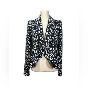 ANDREE BY UNIT Black and White Animal Print Blazer Women’s Size M Open Front